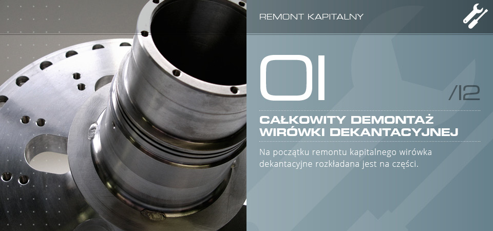 Całkowity demontaż wirówki dekantacyjnej