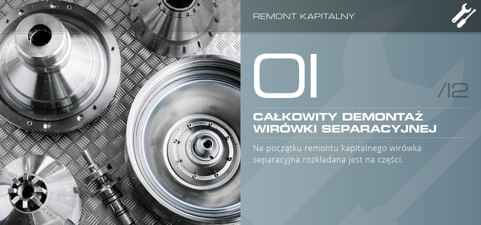 Całkowity demontaż wirówki separacyjnej